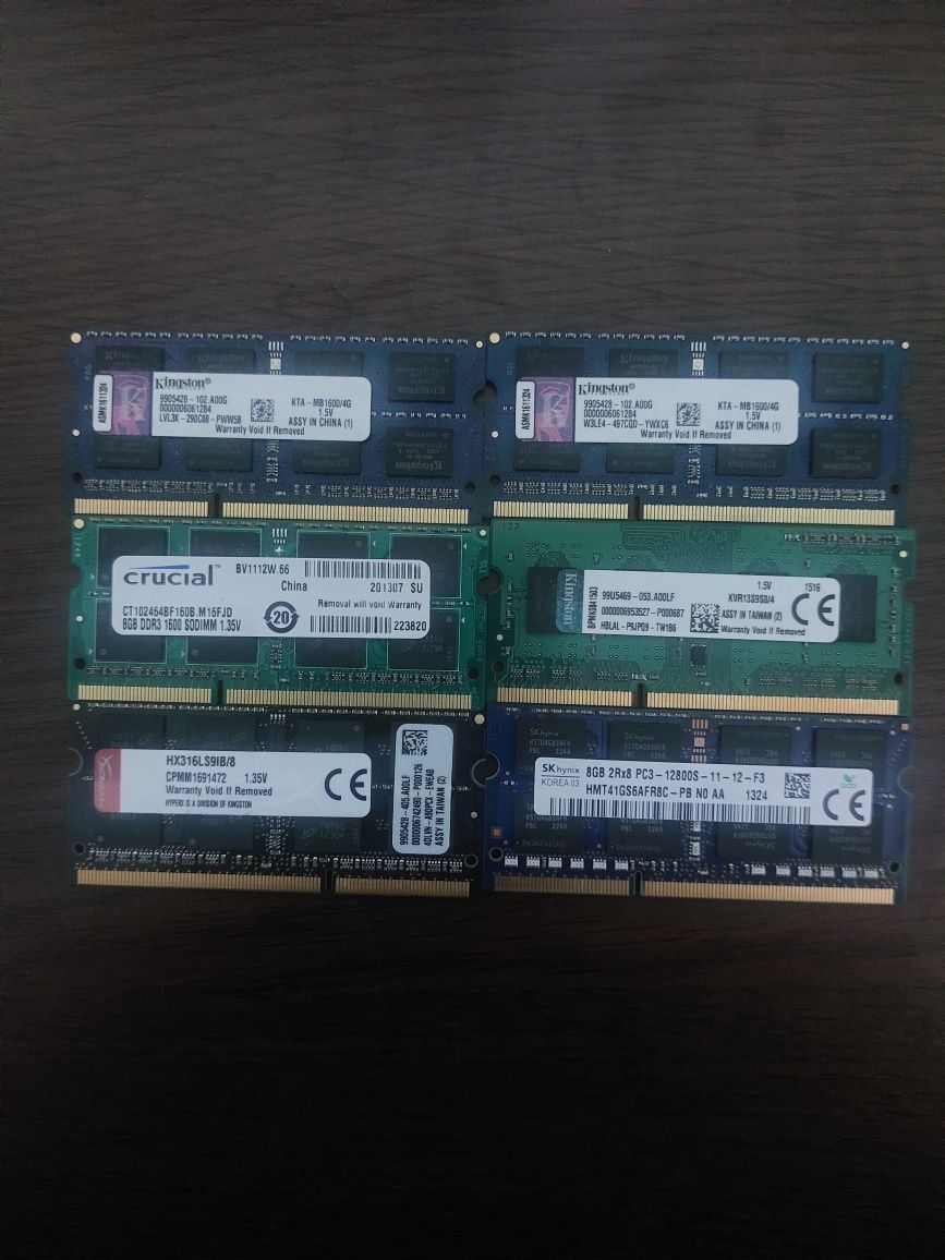 Rami laptop DDR3  4GB, 8GB, 1.5V, 1.35v.