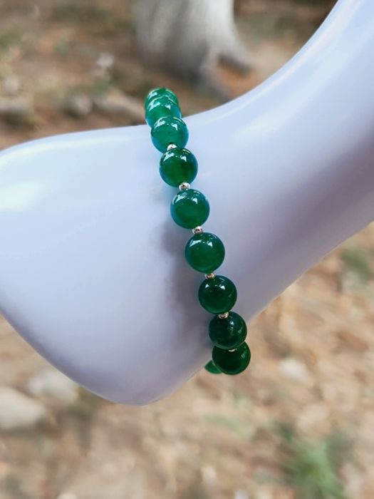 Bratara din argint de 925 si pietre semipretioase, de jad verde