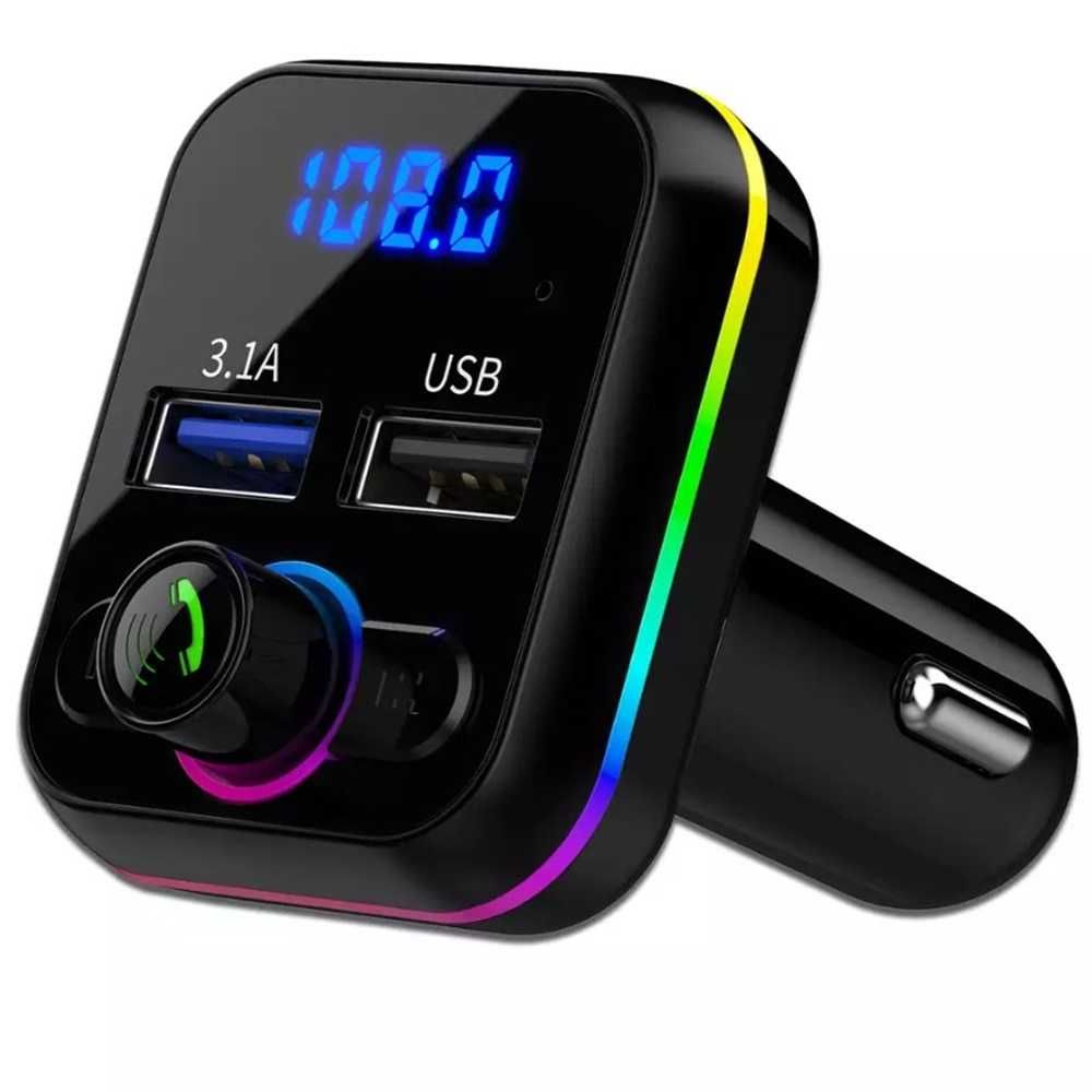 Авто FM трансмитер Pixlink BT-M34, Bluetooth 5.0, Handsfree, RGB, LED