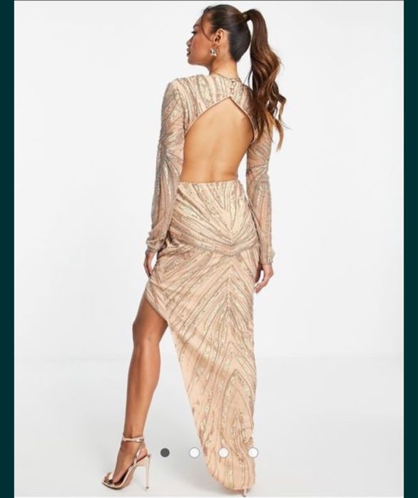 Asos Luxe дълга пайетена празнична парти рокля