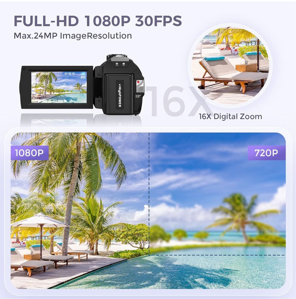 Cameră video, Full HD 1080P Digital YouTube Vlogging