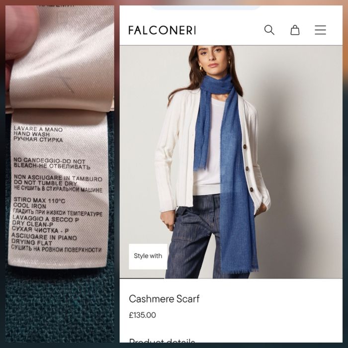 Eșarfă fular de lux Falconeri, din cașmir pur 100%, unisex - Scurt