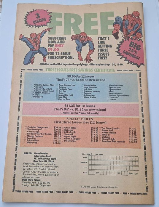 Stan Lee, Benzi desenate Spider Man,  Iulie 1990