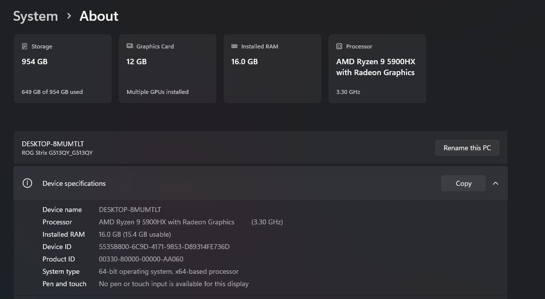 Asus rog Strix g513 qy