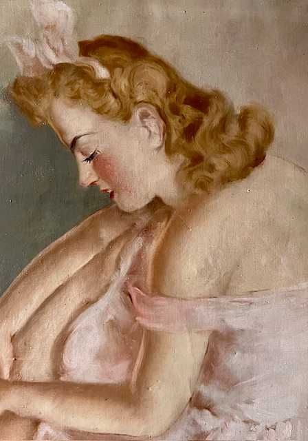 IMPECABIL! *BALERINA* Tablou VECHI, ulei/panza, semnat. 100x80cm