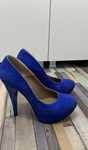 Pantofi cu toc, albastru royal, marime 36