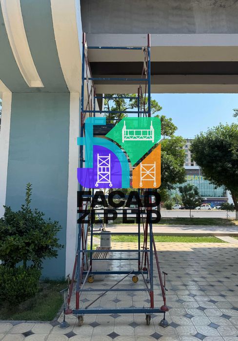 Мобильная вышка тура (леса на колесах) с настилами, изготовление