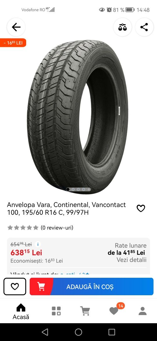 Cauciucuri de vara Continental VanContact 100, 195/60 R16C