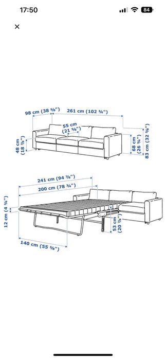 Canapea 3 locuri extensibila Vimle ikea