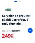 Carucior de greutati pliabil Carrefour, 3 roti, aluminiu