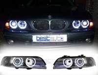 Тунинг фарове Angel Eyes за БМВ Е39 / BMW E39 (1996-2000) - черни