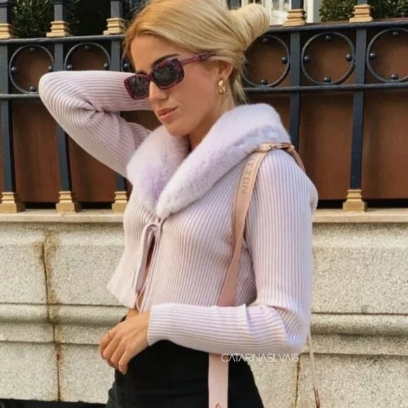 Cardigan Zara cu guler de blana