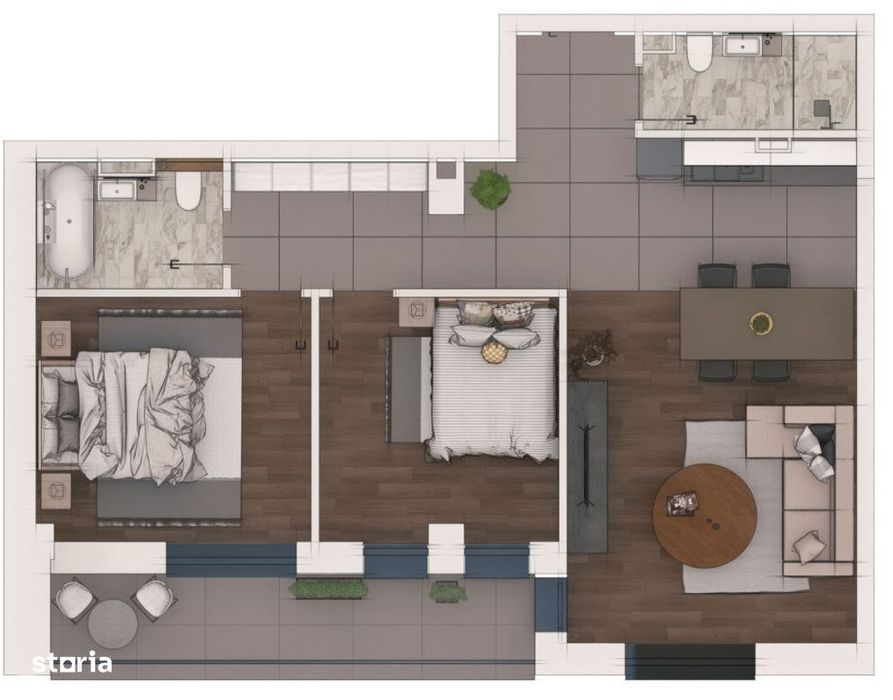 Apartament 3 camere 70mp intr-un ansamblu NZEB – zona Terra