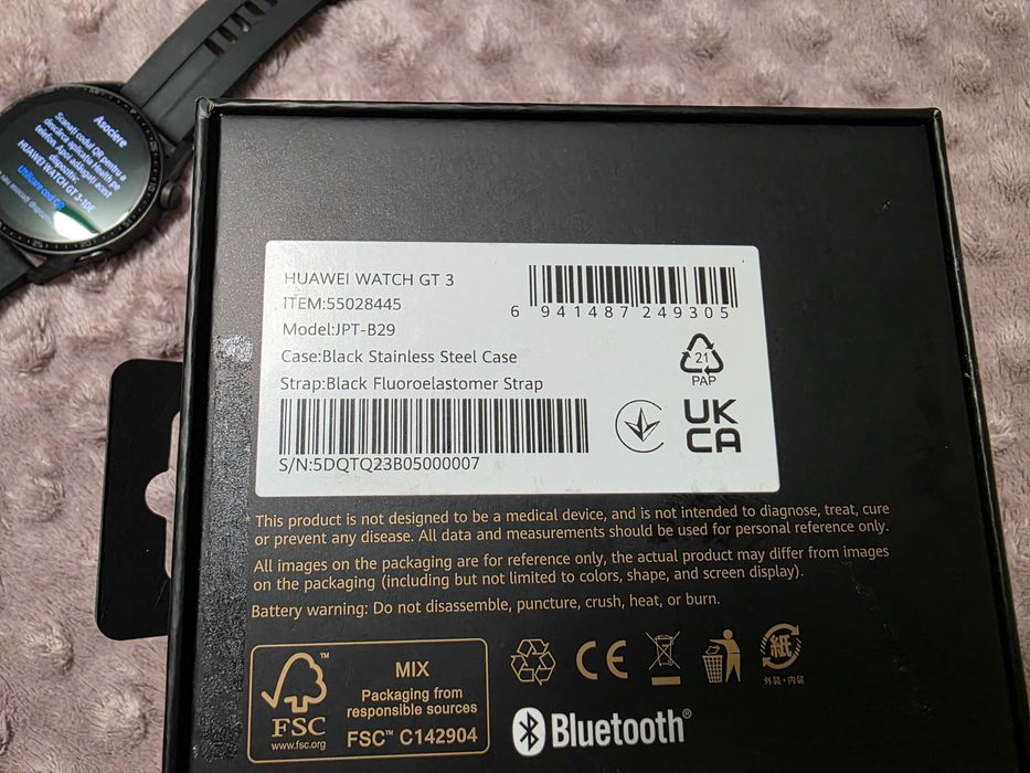 Huawei Watch GT3, 46mm Active Edition Black, IMPECABIL, garantie