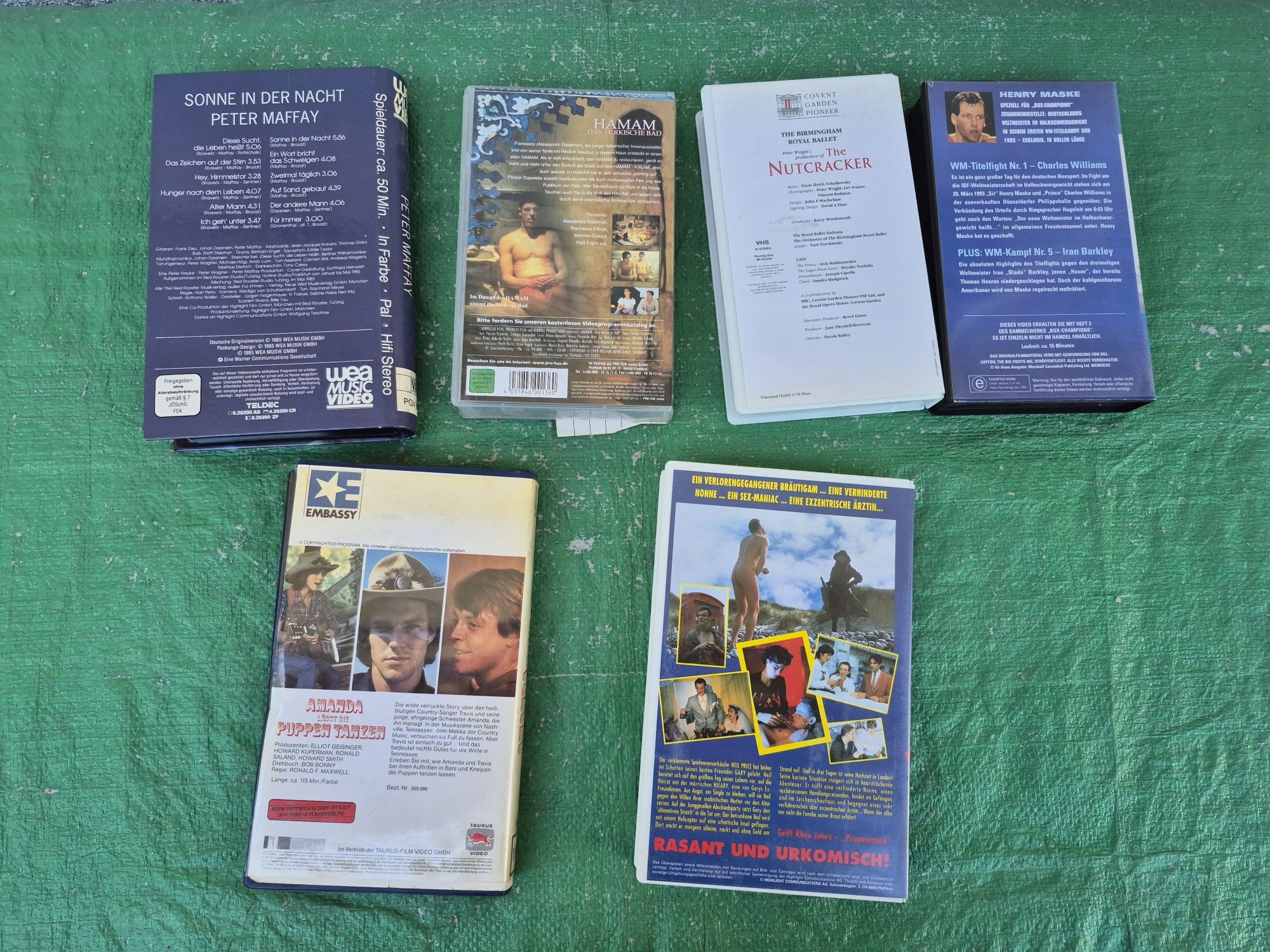 Vând 6 casete video,originale colectie filme sex,muzica,Comedie,sport