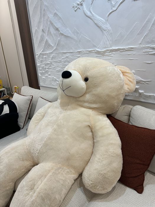 Большой плюшевый мишка 2 метра — белый, чистый, с бантом!