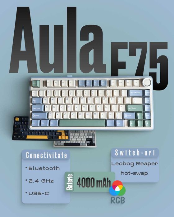 Tastatura mecanica Aula F75 Leobog Reaper Switch RGB