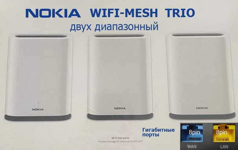 Wifi MESH router двух диапазонный  modem NOKIA 3-pack (или штучно)