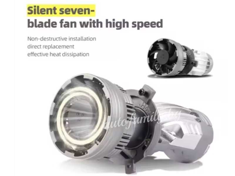 H4 Canbus LED с лупа за кола и мотор , 240W, яркост 14000/24000lm