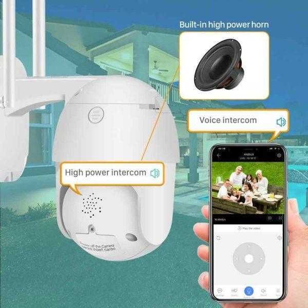 UHD PTZ IP камера С ДВЕ АНТЕНИ цветно нощно виждане WIFI, ICSee