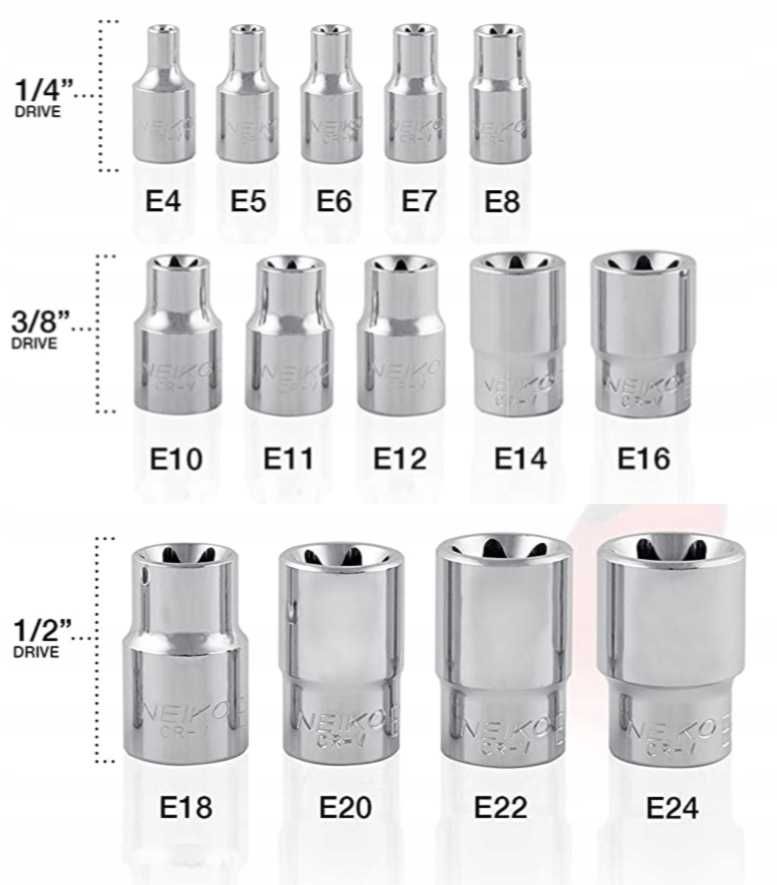 Trusa tubulare tip E torx E4-E24 14piese (S10628)