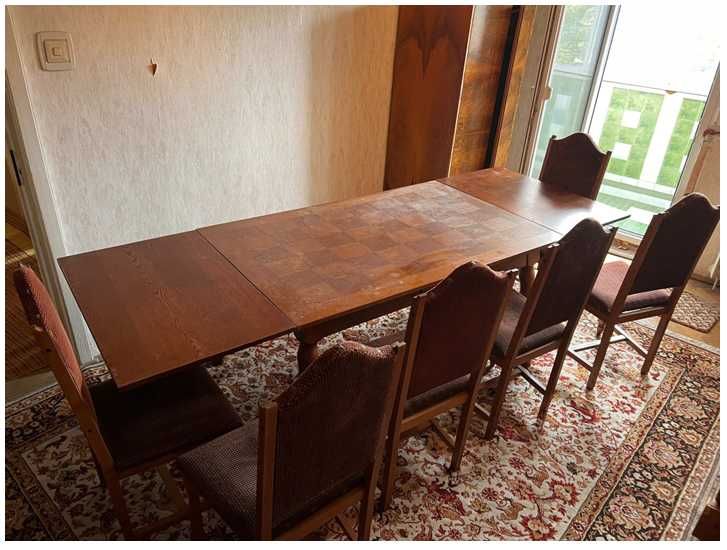 Set Masă Extensibilă + 6 Scaune Vintage