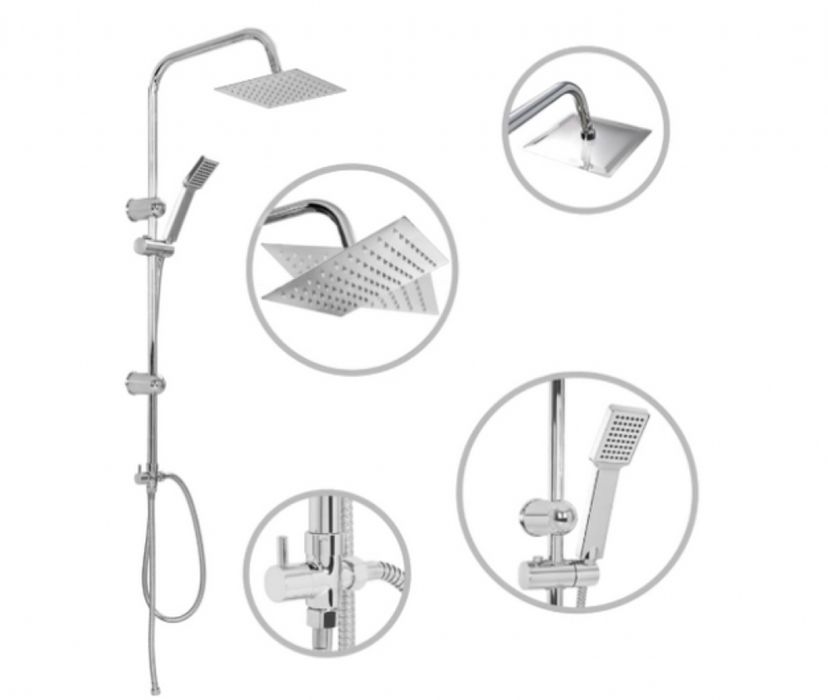 Хромиран горен душ комплект, смесител тип дъждовен душ Schütte