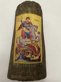 Икона върху керемида; Богородица Дева Мария Свети Йоан Свети Георги