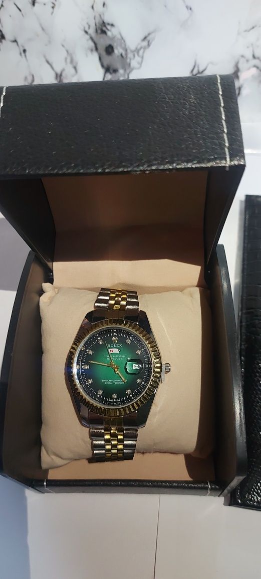 Часы Rolex + портмоне крокодил. Кварцевый часы на подарок.Мужские часы