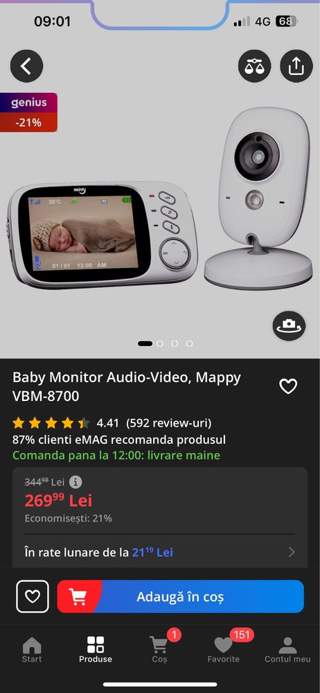 Camera cu monitor wireless