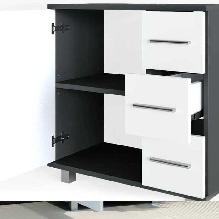 Шкаф за баня, за  мивка, Vicco Ilias, 60 x 60,8 см, антрацит/бял