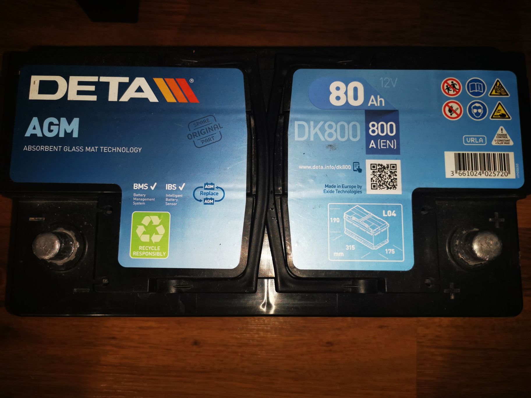 Аккумулятор Deta  DK800 AGM