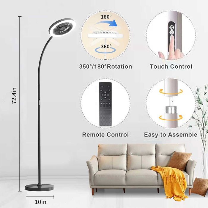 Ventilator si lampa de podea  cu lumină RGB 18 W/1500 LM