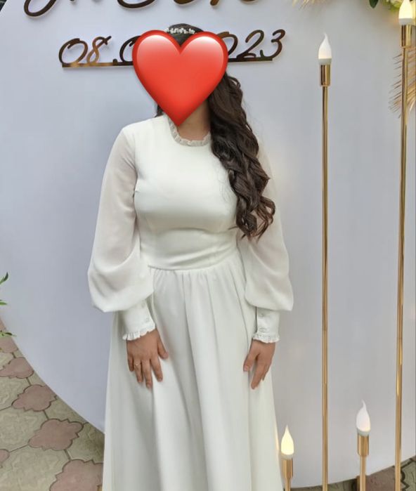 Платье базовое белое на узату