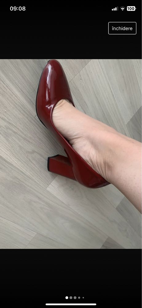 Pantofi lacuiti cu toc gros, m36