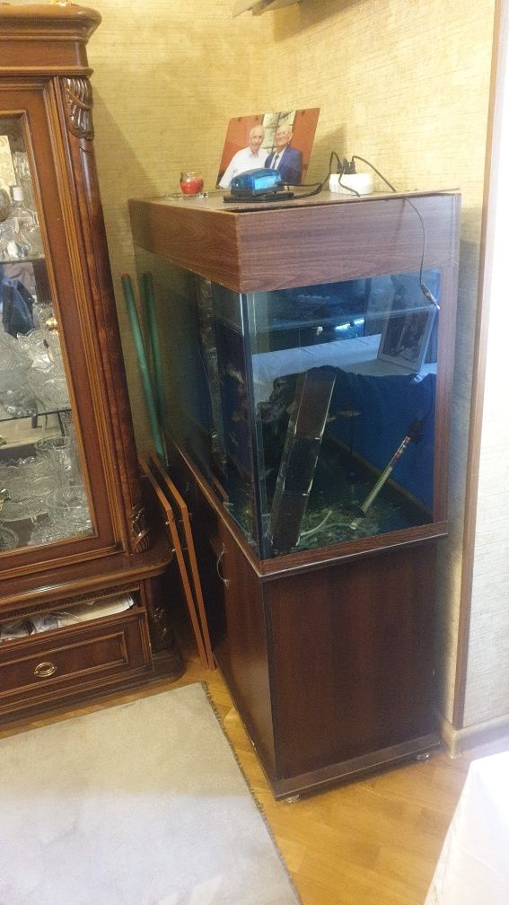 Продам аквариум с тумбой ,350 литров..В комплекте лампа,фильтр,обогрев