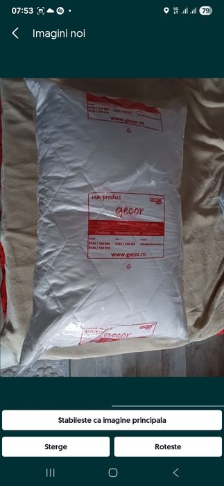 Perna 50x70 cu eticheta și plapuma si perne sigilate