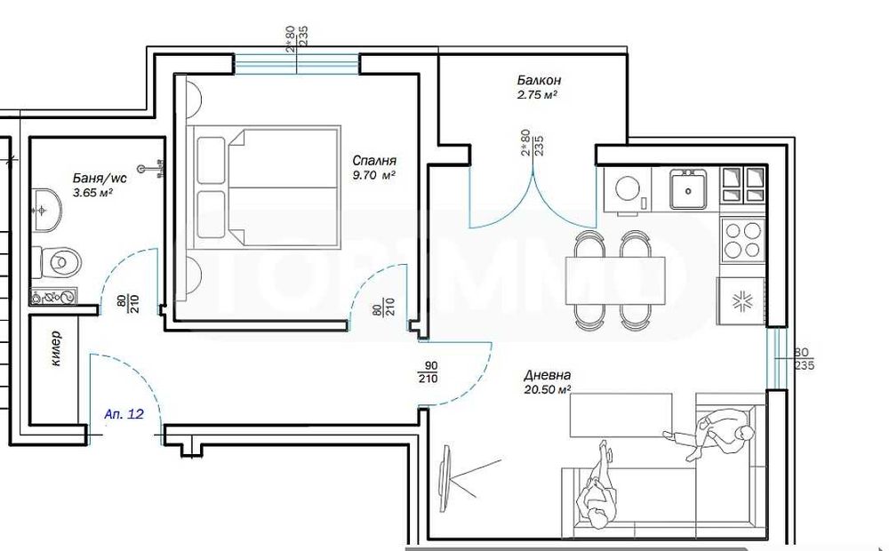 Продава се Двустаен апартамент в Варна, м-т Пчелина - 53 кв.м за 1376 €/кв.м - Снимка #3