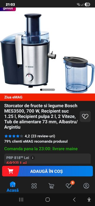 Sstorcator fructe si legume BOSCH