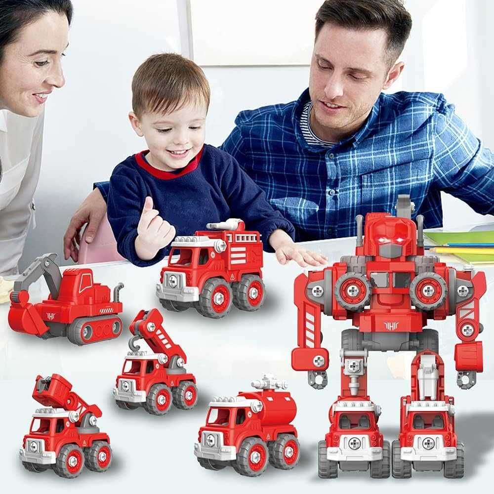 Set constructie robot 5 in 1, jucarie educationala, culoare rosu