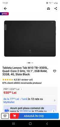 Tableta Lenovo Tab M10 quad core