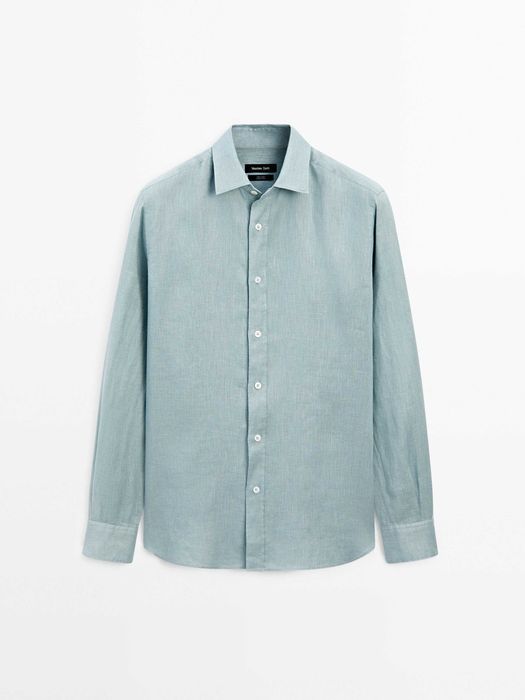 Вталена риза от 100% лен - Massimo Dutti - L