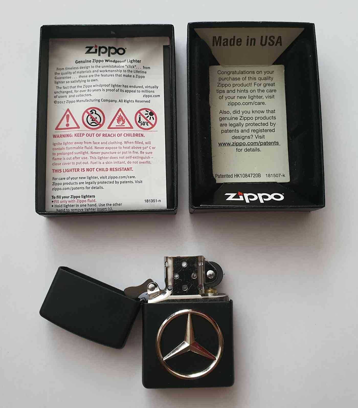 Bricheta Zippo Mercedes-Benz Collection alama finisata negru logo 3D