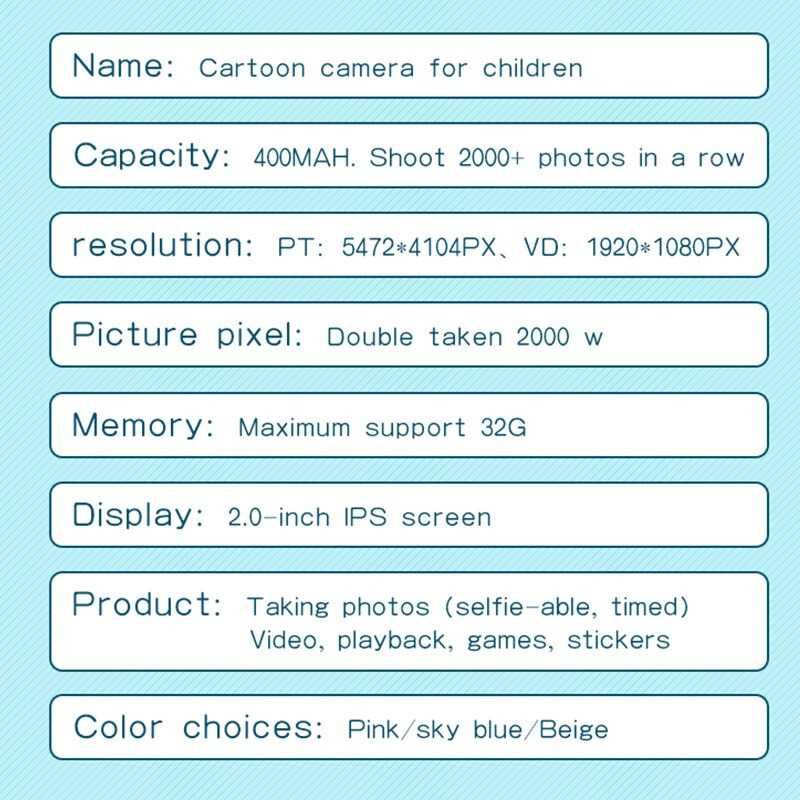Детски фотоапарат STELS W395,Селфи камера,Снимки,Игри,Видео