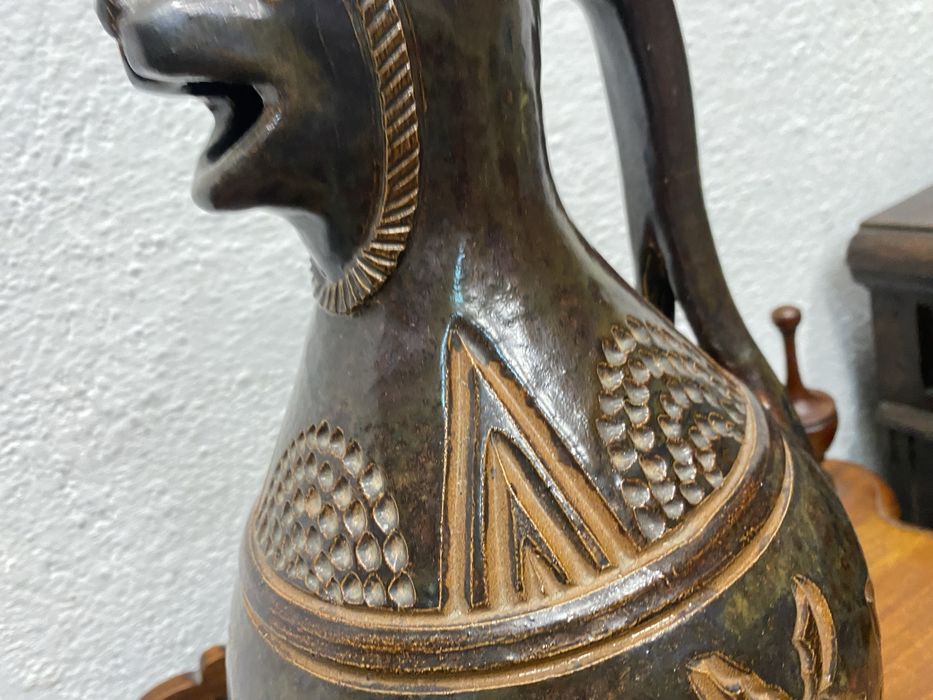 Керамична стомна Gres Dubois с глава на лъв Белгия 1950 г.