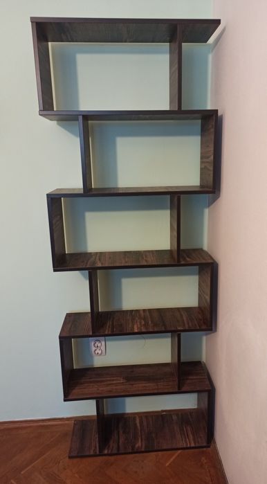 Biblioteca/separator, 6 niveluri, stejar maro, 70x24x193 cm, lemn..