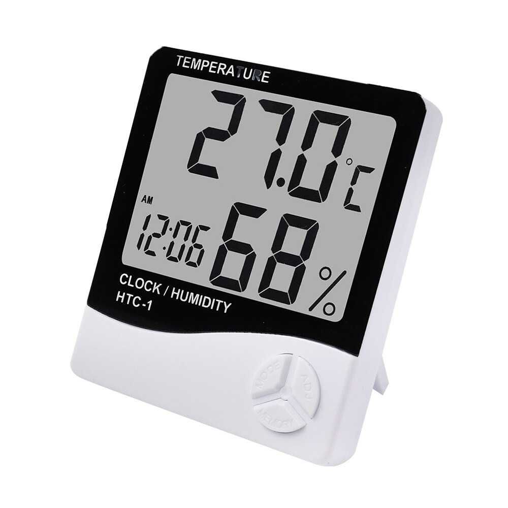 Термометър с влагомер и часовник за стена / маса