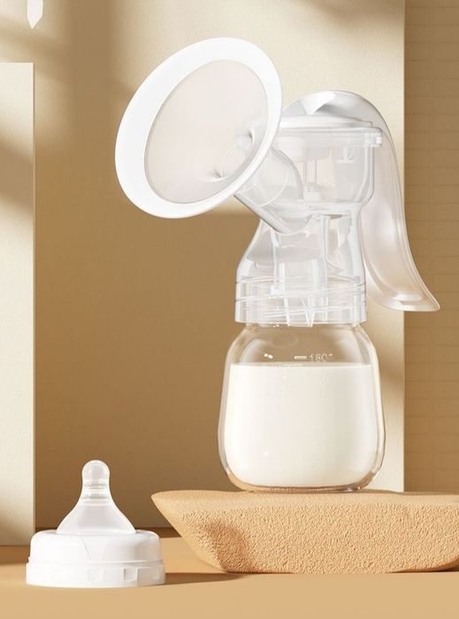 Ручной молокоотсос с бутылкой 180 мл сцеживатель молока