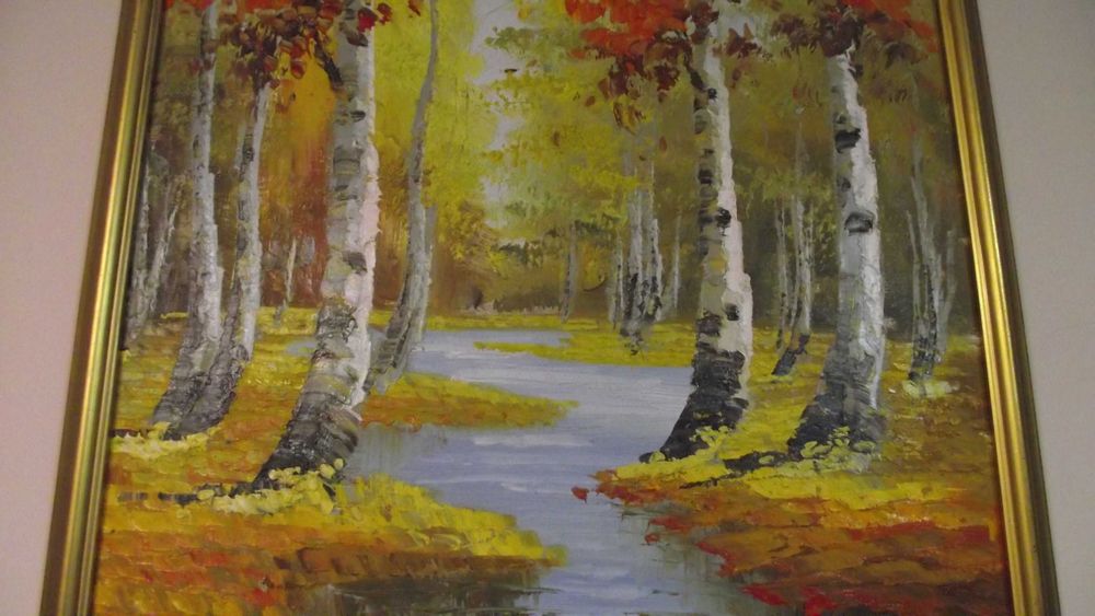 СТАРА картина - / Пейзаж - Брези /- масло - Супер -