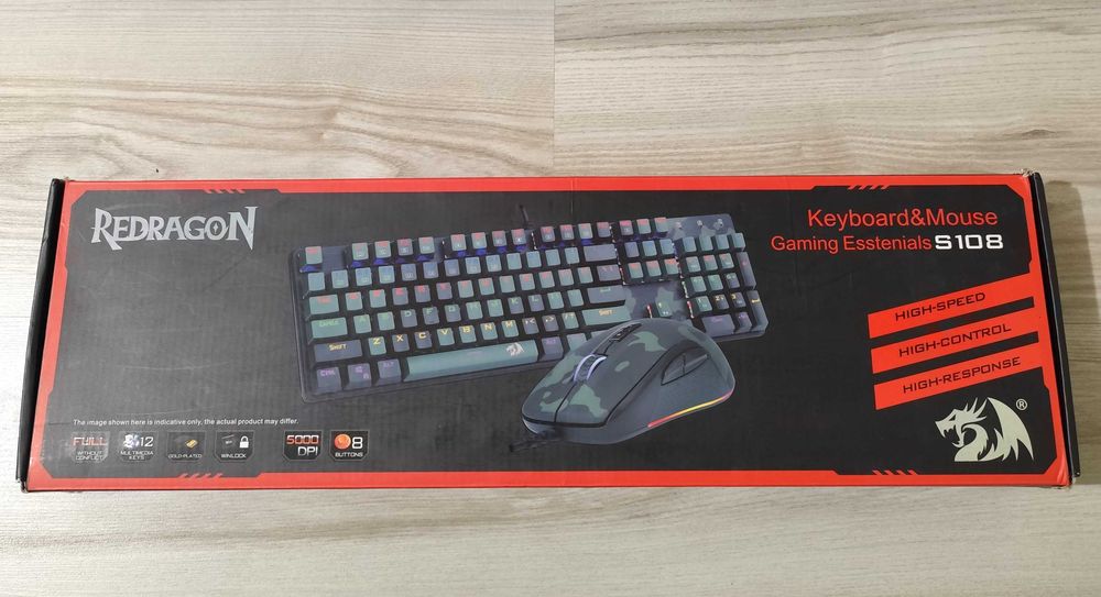 Vand tastatura mecanica si mouse Redragon verde camuflaj,rainbow noi